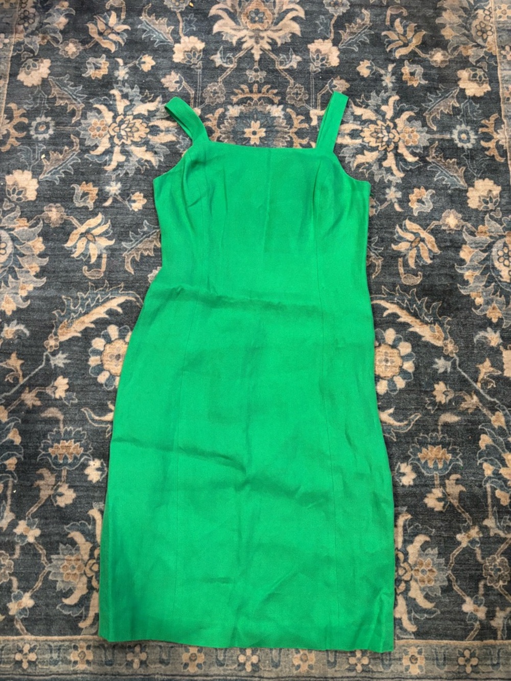 Lauren Ralph Lauren Classic Green Linen Straight Cut Midi Dress